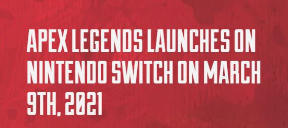 Apex Legends 9 marts 2021 nintendo switch